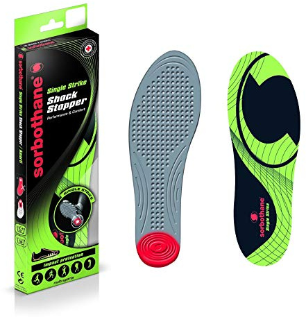 Sorbothane Single Strike Insoles, Absorbs Impact and Shock for Performance and Comfort, Ideal for Multi-Sports and Activities, Trim to Fit, Lightweight & Suitable for all Sports Footwear, Size 3.5 - 5