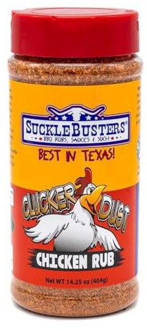 SuckleBusters Clucker Dust: Best Sweet & Spicy Chipotle Pepper Chicken Seasoning, Medium Heat, Gluten-Free, No MSG Shaker (14.5oz)