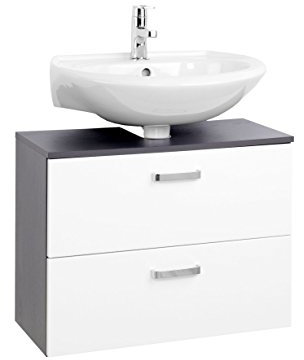 Meuble sous lavabo Bobbi 70cm 1 Porte et 1 tiroir - Graphite/Blanc Brillant
