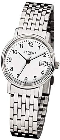 REGENT Armbanduhr Damenuhren mit Metallband-Kollektion Damen-Uhr mit Edelstahl-Armband Silber analoges Quarzwerk D1URF598