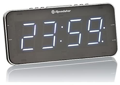 ROADSTAR Radio Reloj Despertador CLR-2615 New, 2 Alarma, Negro/Plata, Talla única Slim