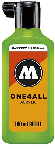 Molotow ONE4ALL Refill Acryl, Farbe 219 neon grün floureszierend 180 ml, Nachfülltinte für Permanentmarker