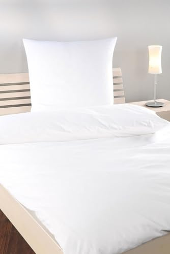 texpot Bettwäsche Linon Garnitur 135x200 + 80 x 80 cm weiß mit Hotelverschluß Hotelbettwäsche