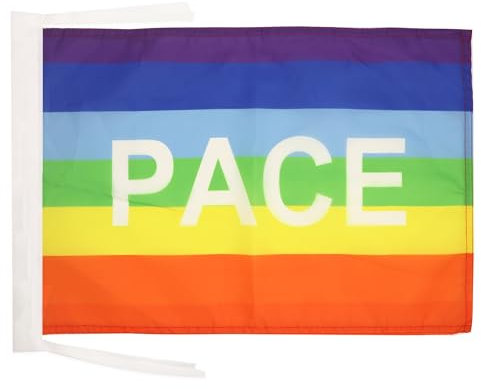 BANDIERA ARCOBALENO PACE 45x30cm - BANDIERINA PACE - RAINBOW FLAG 30 x 45 cm cordicelle - AZ FLAG