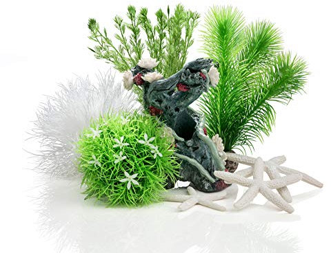 biOrb 48443 Decor Set 15L Flower Garden - Aquariendekoration mit realistischen künstlichen Wasserpflanzen, Wurzeln und Steinen für schönes Aquariendesign, passend für alle biOrb Modelle ab 15 L
