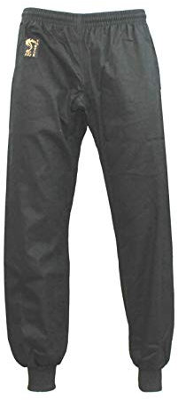 S.B.J - Sportland Baumwollhose/Kampfsporthose/Judohose/Karatehose/Wushu Hose schwarz mit Bündchen, 200 cm