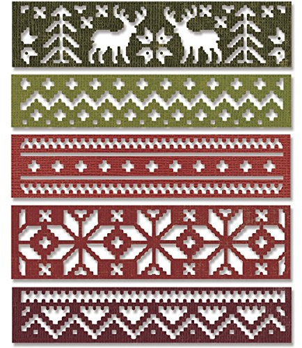 Sizzix Holiday Knit von Tim Holtz Thinlits Stanzen Set, 5er Packung, Mehrfarbig