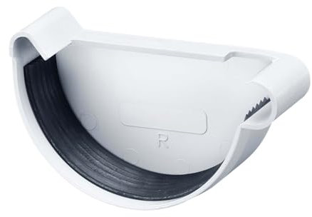 INEFA Dachrinnen Endstück halbrund, PVC NW150 / 150mm, rechts Weiß Dachrinnenzubehör, einfache Steckmontage, Made in Germany