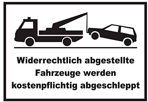 HB-Druck Widerrechtlich abgestellte Fahrzeuge Schild A4 Rückseite selbstklebend