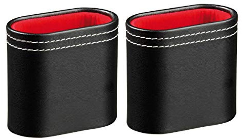 Philos leatherette dice shakers - Pack of two - Decorative white stitching and noiseless, velour interior - Dice cup set for various board games including Backgammon