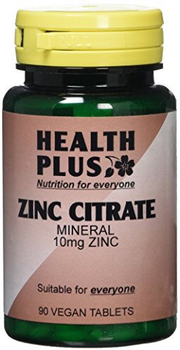 Health Plus Zinc Citrate 10mg Mineral Supplement - 2 X Packs Of 90 Tablets (180 Tablets)
