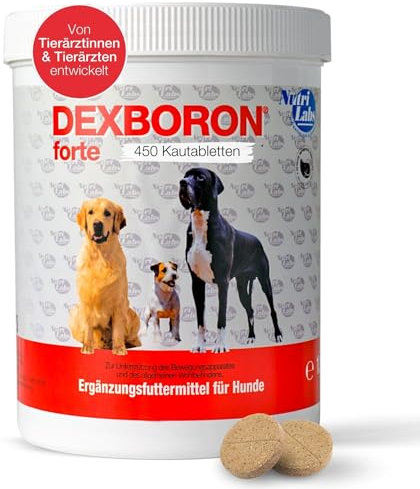 NutriLabs Dexboron® forte Hunde Kautabletten 450 STK. - Tabletten mit Teufelskralle für Hunde - Hunde Regenerationsmittel mit Weidenrinde, Weihrauchextrakt u.v.m. - Hunde Regenerationsmittel