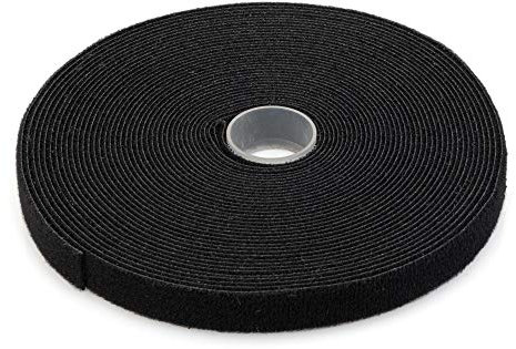 DIGITUS Klettband auf Rolle, Kabelmanagement für Kupfer- oder Glasfaserkabel, zuschneidbar, Breite 15 mm, Länge 10 m, Schwarz
