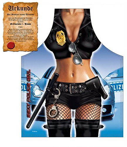 Sexy Grillschürze ! Top Scherzartikel zum Geburtstag, für Partys, Karneval,…: Police Girl !! GRATIS Urkunde dabei !!