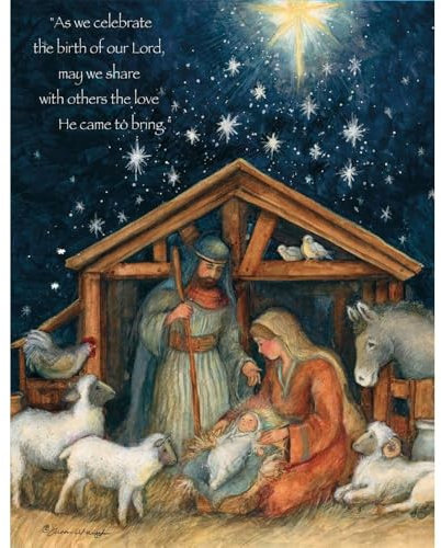 Lang 1004674 Weihnachtskarten Heilige Familie, Kunstwerk von Susan Winget, 18 Karten, 19 Umschläge, 13,7 x 17,5 cm