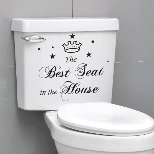wall sticker studio The Best Seat In The House Quote Toilet Bathroom Stickers, Funny Toilet Decals