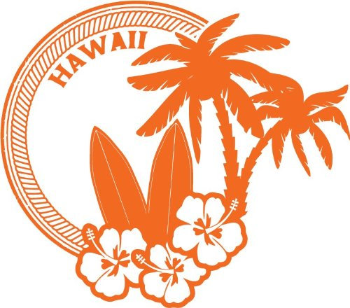 postwalldecor Hawaii Palms Flowers Vacation Travel Rubber Stamp Hochwertigen Auto-Autoaufkleber 12 x 12 cm