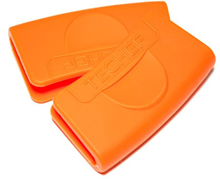 TECHEF - Silicone Pot Holders/Pinch Grips/Oven Mitts (Set Of 2) Orange