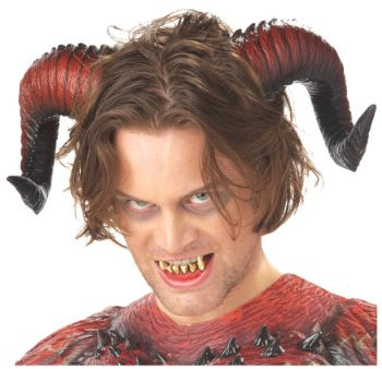 Vegaoo Dämonen Hörner für Erwachsene Halloween - Rot