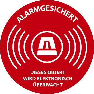 Aufkleber Alarmgesichert 5cm (Rund)