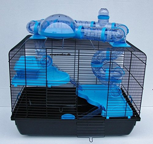 Nagerkäfig,Hamsterkäfig,Zwerghamsterkäfig,Mäüsekäfig,Käfig, Jerry II Tuba Teddy Galaxy Vollausstattung blau