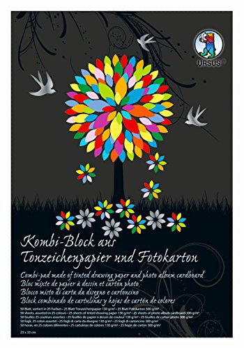 Ursus 7770000SE - Kombi-Block aus Tonzeichenpapier, Fotokarton, 50 Blatt, 23 x 33 cm