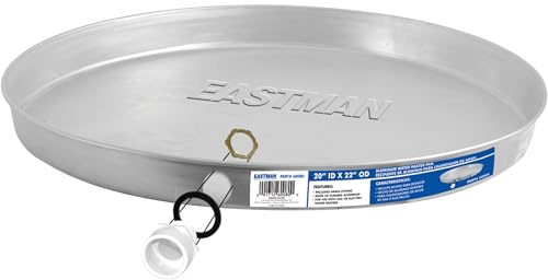 Eastman Aluminum Water Heater Drain Pan with PVC Fittings, 20 Inch ID x 22 Inch OD Compression, 60080