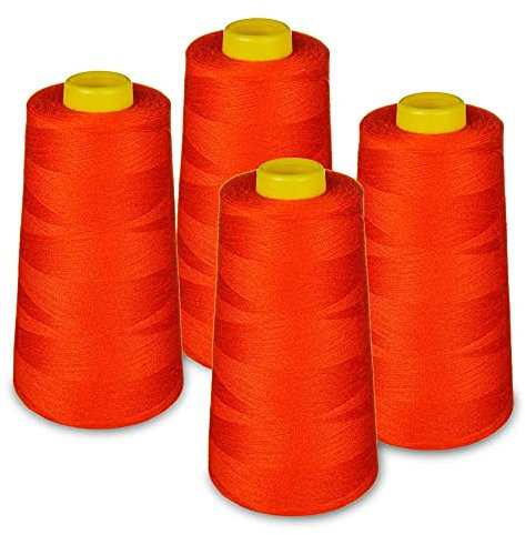 Lialina® Filo da Cucire Overlock 4 Bobine a Cono da 2700m 40S/2 100% Poliestere Colore Rosso Venere Cod. 114