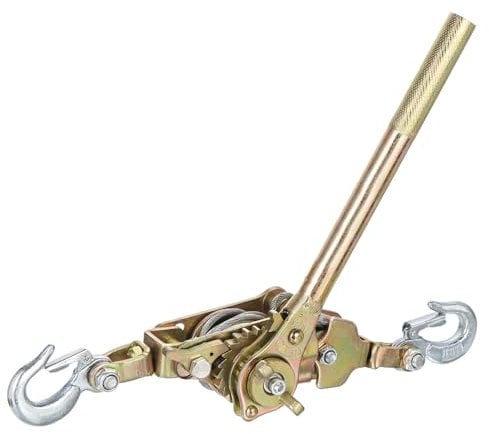 sourcing map Come Along Winch,2 Ton Winch,Hand Cable Puller with 2 Hooks 1m/3.28FT Hand Power Cable Puller for Landscaping, Construction, Farm Work,Tight Line, Lifting, Freight Red