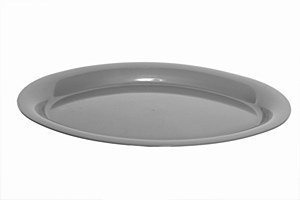 OVAL SILVER COLOUR SERVING TRAYS 42cms / PLASTIC 2pc