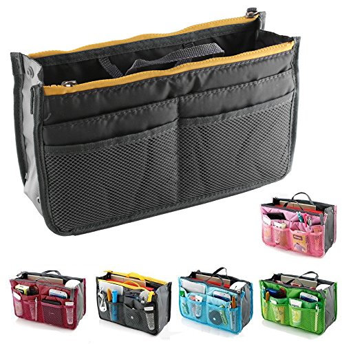 fenrad Doppel-Reißverschluss Multifunktions Handtaschenordner Handtasche Organizer Reisetasche Trading Tasche (Grau)