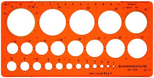 Metric Professional Circle Symbols Shapes Drawing Drafting Template Stencil 1-36mm by Standardgraph