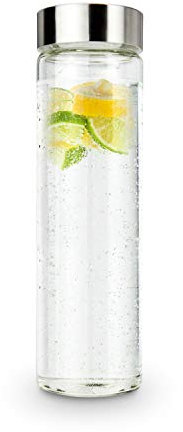 ROMINOX Geschenkartikel Glaskaraffe // Fiola – Stilvolle Karaffe, Schraubdeckel mit Dichtungsring, 500 ml, für Zuhause, Büro, Konferenzraum, oder Gartenpartys; Maße: ca. 6.5 x 6.5 x 24 cm