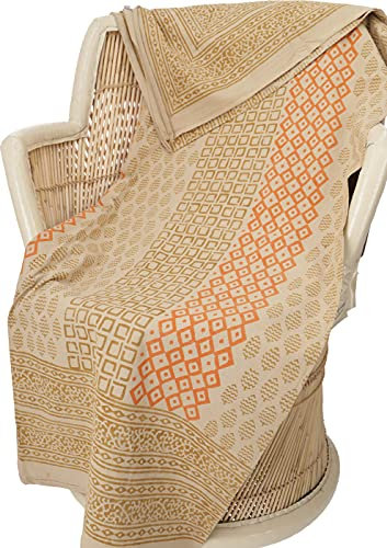 GURU SHOP Blockdruck Tagesdecke, Bett & Sofaüberwurf, Handgearbeiteter Wandbehang, Wandtuch - Design 6, Baumwolle, Size:Double 225x275 cm
