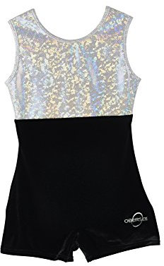 Obersee O3GL017CXS - Mädchen Gymnastikanzug, Größe XS, black velvet biketard