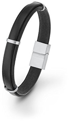 s.Oliver Herren-Armband Magnetverschluss Edelstahl Leder 21 cm - 566605