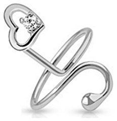 Bungsa Nagelring Herz Kristallstein Zirkonia Heart Nail Ring Zehenring Liebe Love (Zehring Fussschmuck Fussring Toe-Ring Nail Ring Mittelring Nagelring biegbar verstellbar)