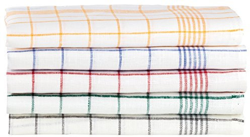 Kracht 3er Pack Geschirrtücher/Gläsertücher Reinleinen 50x70 Karo 2-262-16 -weiß/grün
