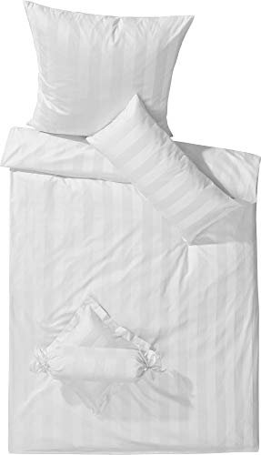Curt Bauer Damast Bettwäsche Como weiß 1 Bettbezug 135 x 200 cm + 1 Kissenbezug 80 x 80 cm