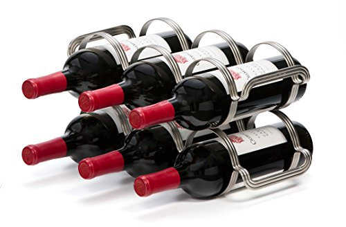 Mango Steam 6 Bottle Counter-top Wine Rack - Storage Organizer for Kitchen Countertops, Pantry, Fridge - (Silver)