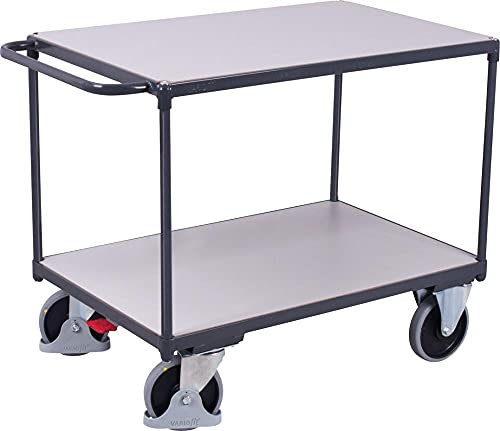 Schwerer ESD Tischwagen mit 2 Ladeflächen Traglast (kg): 500 Ladefläche: 1000 x 700 mm RAL 7024 Graphitgrau