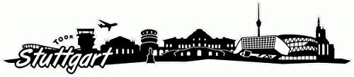Samunshi® Stuttgart Skyline Aufkleber Sticker Autoaufkleber City Gedruckt - 20x4,1cm schwarz