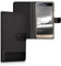 kwmobile Wallet Case kompatibel mit Samsung Galaxy J3 (2016) DUOS - Hülle mit Ständer - Handyhülle Kartenfächer Anthrazit Schwarz