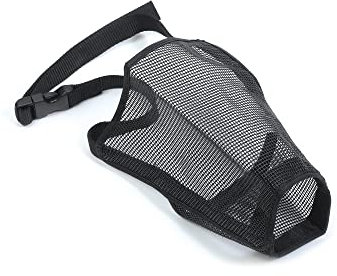 Ancol Dog Muzzle Gentle Strong Secure Mesh Style for Nervous Pets - Soft Nylon Biting Control Black - 22cm L x 17cm W - Size 4