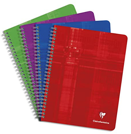 Clairefontaine 8812C - Notizbuch Metric, mit Doppelspirale 17 x 22cm, 112 Blatt 90g, kariert, 1 Stück, farbig sortiert