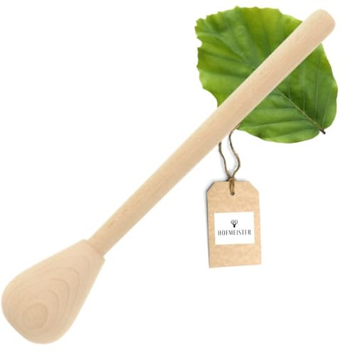 HOFMEISTER® Rührkeule Holz robuster Passierstab - 32 cm, 1 Stück, zum Kneten von Teig, zum Passieren von Gemüse oder Früchten, Buche aus Europa, hitzebeständig, antibakteriell, kein Plastik