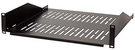 LogiLink SF2C45B - 19 Einschubfach (2 HE) für Stand-, Serverschränke mit mind. 550mm Tiefe, max. 25kg Tragkraft, Schwarz