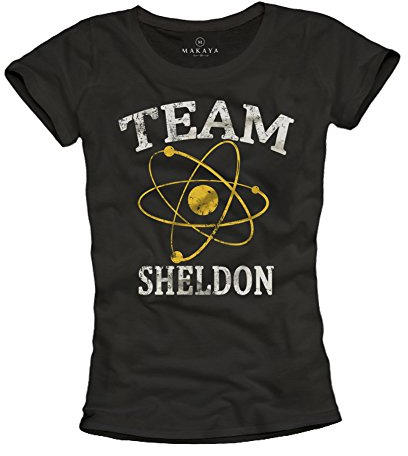 Cooles Geek T-Shirt für Frauen Team Sheldon schwarz Größe S M L
