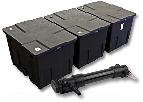 SunSun Komplettset: CBF-350C Teichfilter bis 90000 L Teichfilteranlage als Durchlauffilter, CUV-636 Teichklärer UVC Klärer mit 36 Watt UV-C Leistung