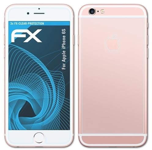 atFoliX Schutzfolie kompatibel mit Apple iPhone 6S Folie, ultraklare FX Displayschutzfolie (3er Set)